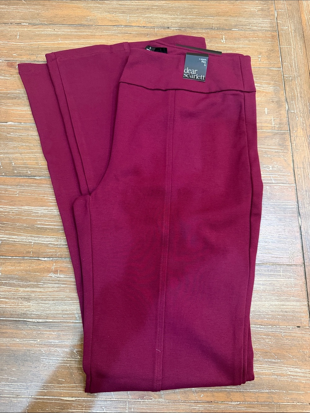 Dear Scarlett Wine-Red Flare Ponte Pants